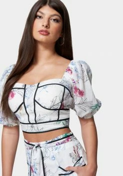 TC Print Shop Printed Bustier With Contrast Taping