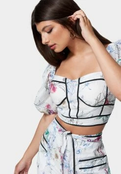 TC Print Shop Printed Bustier With Contrast Taping