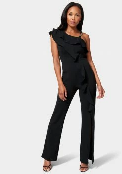 TC Knit Crepe Cascade Wide Leg Jumpsuit