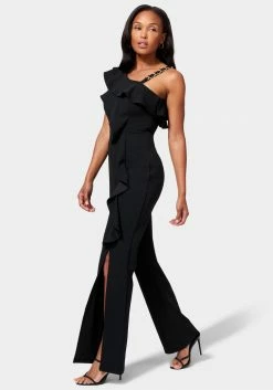 TC Knit Crepe Cascade Wide Leg Jumpsuit