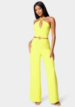 TC Halter Ring Detail Cut Out Wide Leg Jumpsuit New