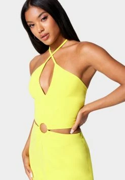 TC Halter Ring Detail Cut Out Wide Leg Jumpsuit New