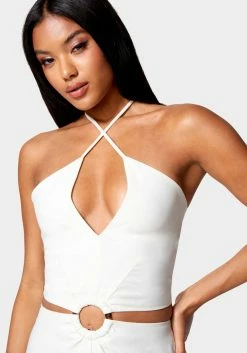 TC Halter Ring Detail Cut Out Wide Leg Jumpsuit