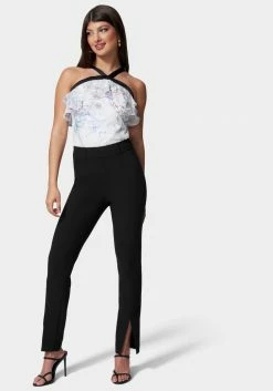 TC Front Slit Slim Leg Woven Pant