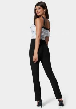 TC Front Slit Slim Leg Woven Pant