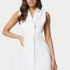 Multi Stitch Asymmetrical Zipper Denim Dress Bridal