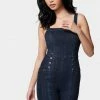 TC Wide Leg Multi Button Denim Jumpsuit