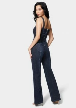 TC Wide Leg Multi Button Denim Jumpsuit