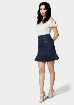 TC Flutter Multi Button Denim Skirt Festival Season 8 TC Flutter Multi Button Denim Skirt Festival Season