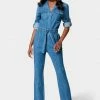 TC Lightweight Denim Cargo Style Straight Leg Jumpsuit Spring/Summer
