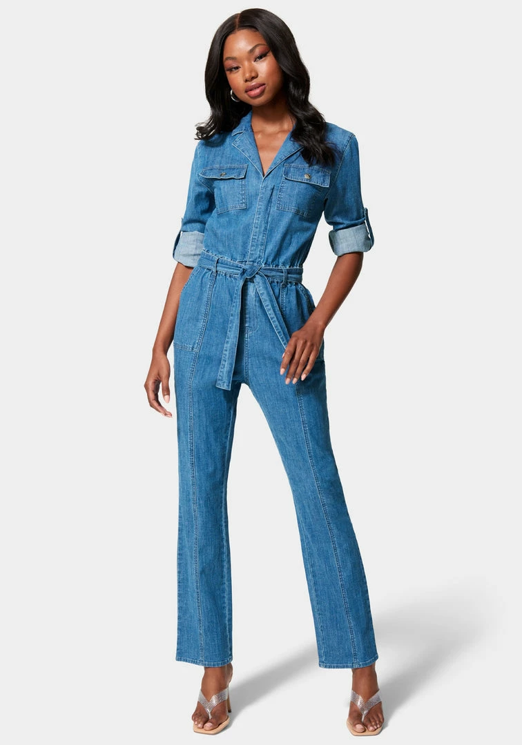 TC Lightweight Denim Cargo Style Straight Leg Jumpsuit Spring/Summer 1 TC Lightweight Denim Cargo Style Straight Leg Jumpsuit Spring/Summer