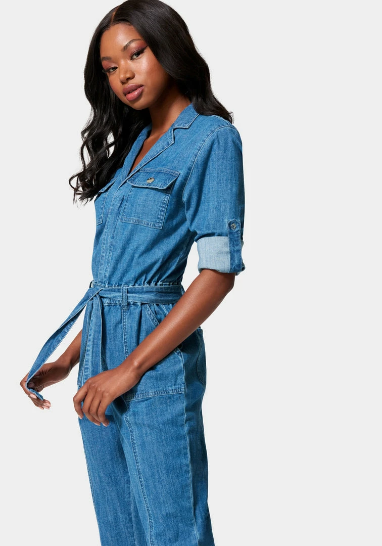 TC Lightweight Denim Cargo Style Straight Leg Jumpsuit Spring/Summer 2 TC Lightweight Denim Cargo Style Straight Leg Jumpsuit Spring/Summer