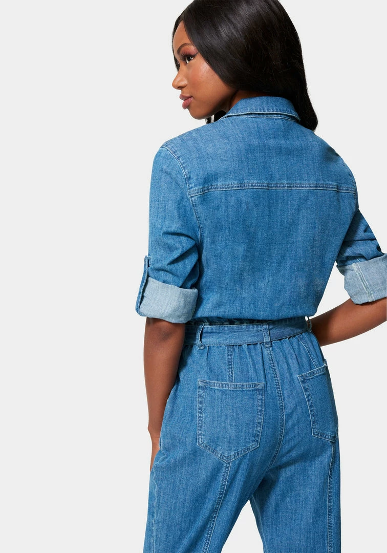 TC Lightweight Denim Cargo Style Straight Leg Jumpsuit Spring/Summer 3 TC Lightweight Denim Cargo Style Straight Leg Jumpsuit Spring/Summer