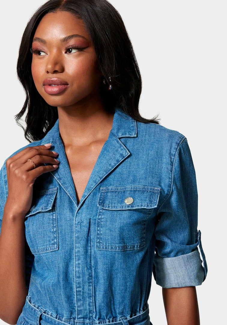 TC Lightweight Denim Cargo Style Straight Leg Jumpsuit Spring/Summer 4 TC Lightweight Denim Cargo Style Straight Leg Jumpsuit Spring/Summer