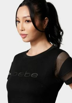 TC Bebe Logo Mesh Inserts Scuba Top