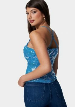 TC Night Out Sequin Chiffon Cross Neck Blouse