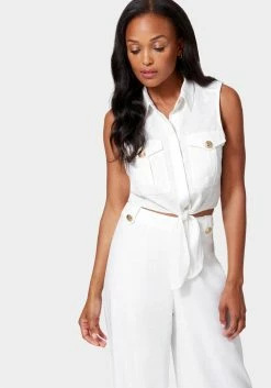 TC Linen Blend Front Tie Blouse Bridal