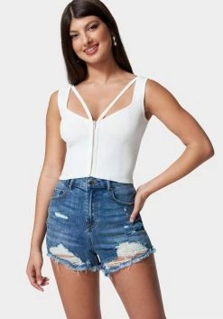 TC Zip Front Corset Sweater Top