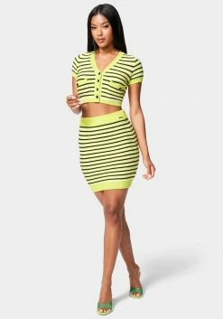 TC Button Front Cropped Cardigan Sweater Sets