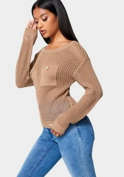 TC Open Knit Pocket Detail Sweater