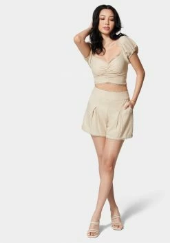 TC Metallic Linen Off Shoulder Blouse