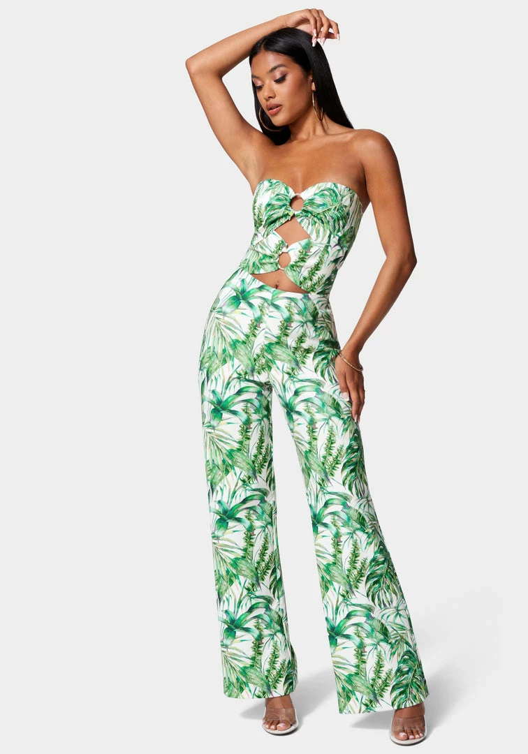 TC Ring Detail Wide Leg Printed Knit Crepe Jumpsuit Print Shop 1 TC Ring Detail Wide Leg Printed Knit Crepe Jumpsuit Print Shop