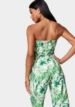 TC Ring Detail Wide Leg Printed Knit Crepe Jumpsuit Print Shop 9 TC Ring Detail Wide Leg Printed Knit Crepe Jumpsuit Print Shop