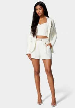 TC Night Out Belt Detail Crepe Wide Leg Short