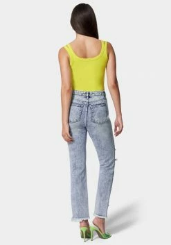 TC High Waist Distressed Straight Leg Denim