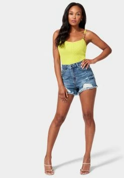 TC High Waist Rip Detail Denim Short Festival Season