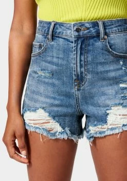TC High Waist Rip Detail Denim Short Festival Season