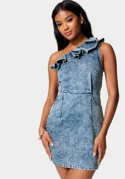 TC Ruffle Detail Lurex Denim Dress Festival Season