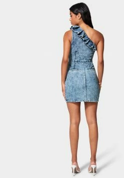 TC Ruffle Detail Lurex Denim Dress Festival Season