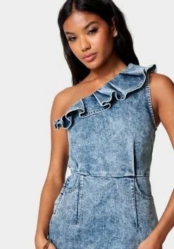 TC Ruffle Detail Lurex Denim Dress Festival Season