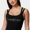 TC Bebe Logo Cropped Rib Top