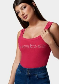 TC Bebe Logo Cropped Rib Top