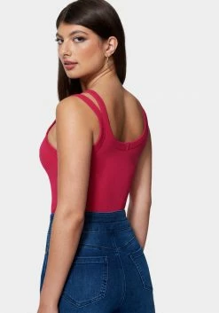TC Bebe Logo Cropped Rib Top