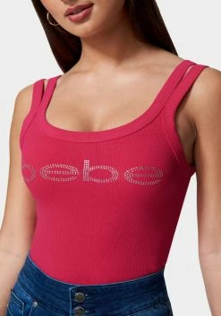TC Bebe Logo Cropped Rib Top