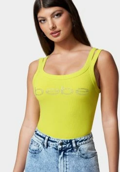TC Bebe Logo Cropped Rib Top