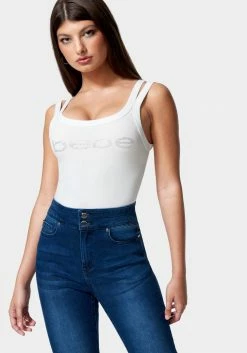 TC Bebe Logo Cropped Rib Top