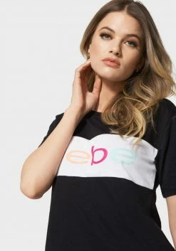 ONE STEP UP BOL Bebe Color Block Logo Boxy Tee