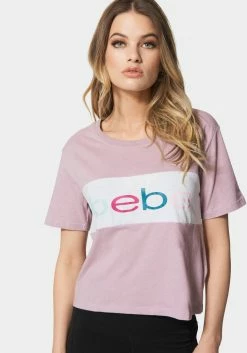 ONE STEP UP BOL Bebe Color Block Logo Boxy Tee