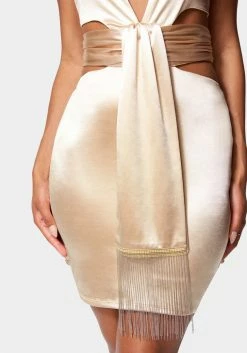 JUMP Night Out Satin Plunge Neck Halter Neck Dress