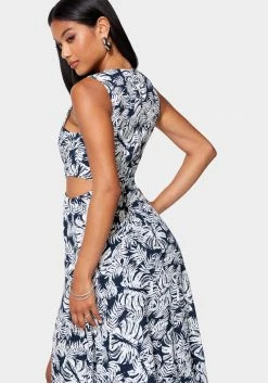 JUMP New Printed Ring Detail Cut-Out Maxi