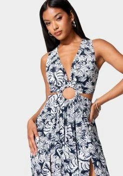 JUMP New Printed Ring Detail Cut-Out Maxi