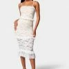 JUMP Bridal Lace Tiered Ruffle Midi Dress