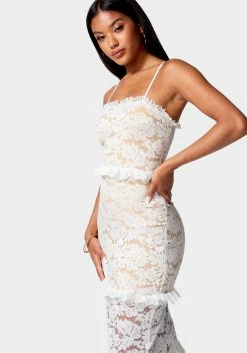 JUMP Bridal Lace Tiered Ruffle Midi Dress