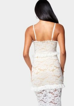 JUMP Bridal Lace Tiered Ruffle Midi Dress