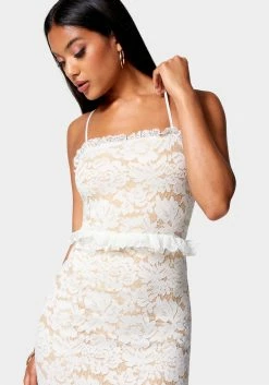JUMP Bridal Lace Tiered Ruffle Midi Dress