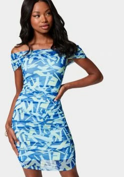 JUMP Night Out Mesh Off Shoulder Mini Dress